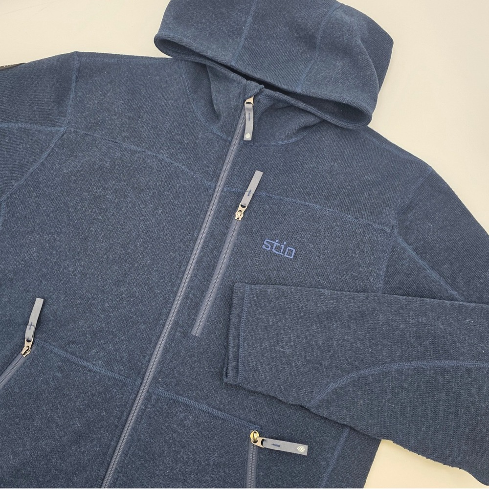 STIO WILCOX FLEECE FULL ZIP JACKET MENS XL BLUE HEATHERED HOODIE SWEATSHIRT LOGO
